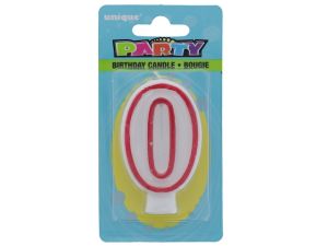 Red and White Molded Birthday Candle # 0  