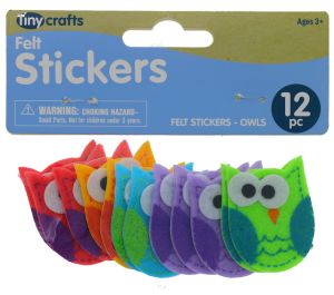 FELT STICKERS 12 PACK OWL XXX  