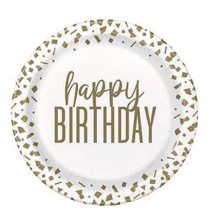 CONFETTI GOLD PLATE 7 INCH 8 PACK  