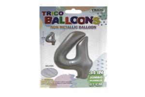 SILVER #4 34 INCH NON METALLIC BALLOON  