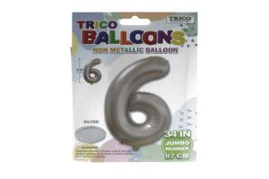 SILVER #6 34 INCH NON METALLIC BALLOON  