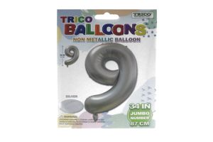 SILVER #9 34 INCH NON METALLIC BALLOON  