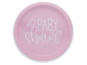 PINK BABY SHOWER PLATE 9 IN 8 CT  