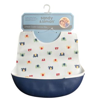 2.99 SANDY AND SIMON 2 PACK CRUMB CATCHER BIBS