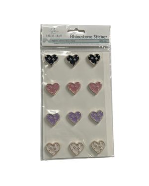 1.99 RHINESTONE STICKER HEART 12 COUNT 1 SHEET