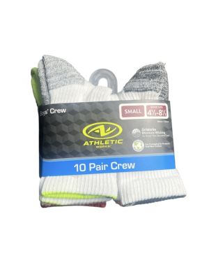 7.99 ATHLETIC 10 PAIR CREW SOCKS 