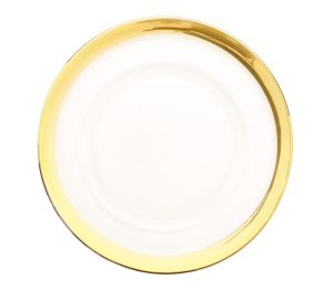 9.99 GLASS GOLD CHARGER 13 INCH WITH 2.3 CM METALLIC RIM 