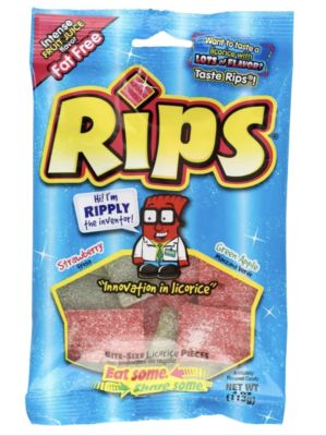 2.49 RIPS BITE SIZE LICORICE PIECES 4 OZ 