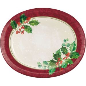 1.99 CHRISTMAS OVAL PLATE 10 INCH 8 COUNT