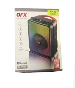 24.99 QFX 6.5 INCH BLUETOOTH RECHARGEBABLE SPEAKER LIQUID MOTION PARTY LIGHTS 24 HR BATTERY LIFE