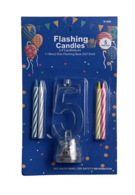 1.99 #5 FLASHING CANDLES 5 PCS 