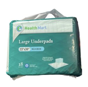 8.99 HEALTH MART LARGE UNDERPADS 18 COUNT 23 X 36 INCH