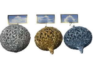 1.99 BLUE AND GOLD FLOWER GLITTER CHRISTMAS