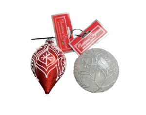 1.99 RED AND WHITE CHRISTMAS ORNAMENT