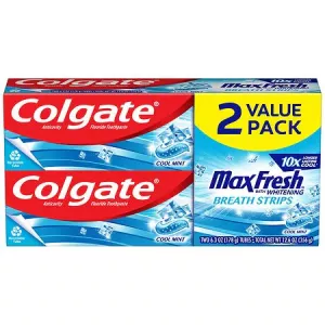 5.99 COLGATE MAX FRESH WITH WHITENING BREATHSTRIPES TOOTHPASTE 2 PACK