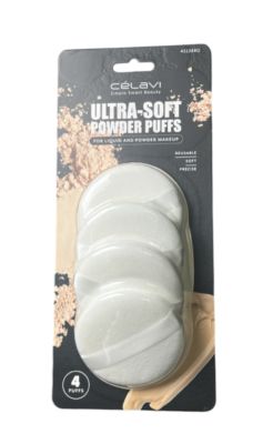 2.99 CELAVI ULTRA SOFT POWDER PUFFS 4 PACK
