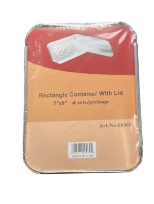 1.99 RECTANGLE CONTAINER WITH LID 7 X 9 INCH 4 SETS