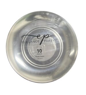 6.99 CLEAR AND SILVER ELEGANCE PLATE 10 PCS 10.25 INCH