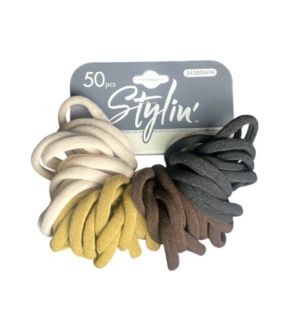 STYLIN HAIR PONYHOLDERS 50 PCS DARK 