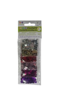 GLITTER CONFETTI 6 COLORS HEARTS MEDLEY