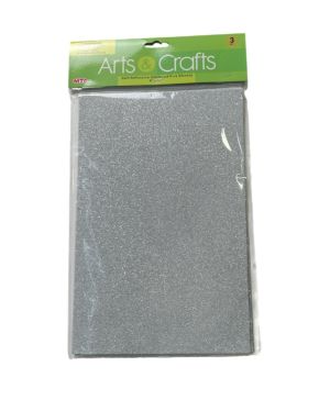 SILVER SELF ADHESIVE GLITTERED EVA SHEETS 8 X 12 INCH