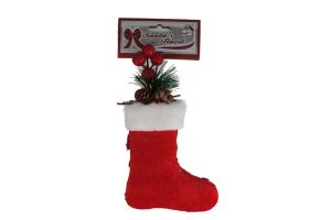 1.99 SANTA BOOTIE FABRIC W/ PINE DÉCOR