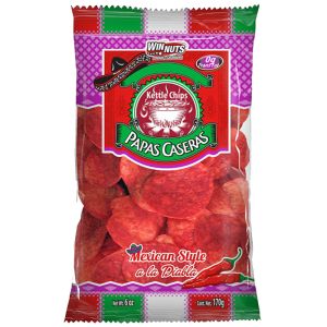 2.99 PAPAS CASERAS MEXICAN STYLE RED CHILI SEASONED CHIPS 160 GRAMS