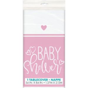 PINK BABY SHOWER PLATIC TABLE COVER  