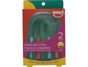 2.99 SMYL STAINLESS STEEL TONGUE SCRAPERS 2 PACK