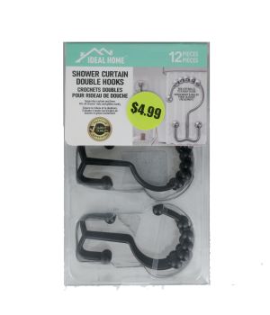 4.99 BLACK SHOWER CURTAIN DOUBLE HOOKS