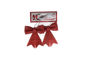 1.99 BOW ORNAMENT 9*10.5CM 2PC RED