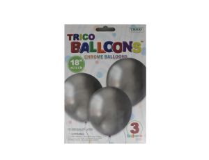 2.99 SILVER 18 INCH CHROME LATEX BALLOON