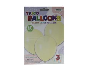 2.99 YELLOW 18 INCH PASTEL LATEX BALLOON 3 PACK