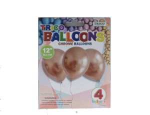 ROSE GOLD CHROME LATEX BALLOON 4 PACK