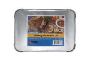SQUARE OBLONG PAN WITH FOIL LID 3 PACK  