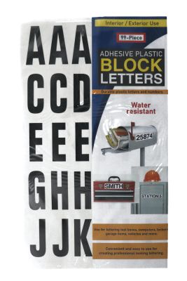 ADHESIVE PLATIC BLOCK LETTERS