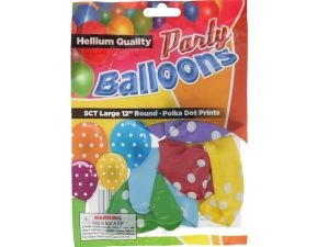 Polka Dot 12 In Large Latex Party Balloons 5 Count  