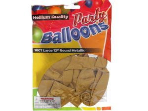 Gold 12 In Large Latex Party Balloons 5 Count  