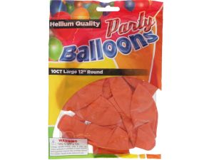 Orange 12 In Large Latex Party Balloons 5 Count  