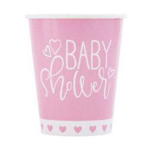 PINK BABY SHOWER CUP 9 OZ 8 CT  