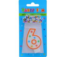 NUMERAL 6 BIRTHDAY CANDLE WITH DECORATION  