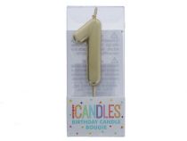 Small Gold Molded Birthday Candle # 1  