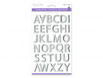 1.99 WHITE WITH SILVER FOIL PAPER CRAFT STICKER 3D ALPHA  