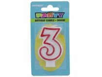 Red and White Molded Birthday Candle # 3  