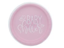 PINK BABY SHOWER PLATE 7 IN 8 CT  