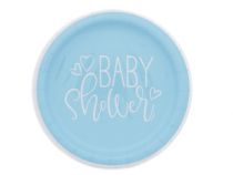 BLUE BABY SHOWER PLATE 7 IN 8 CT  