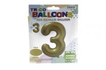 GOLD #3 34 INCH NON METALLIC BALLOON  
