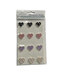 1.99 RHINESTONE STICKER HEART 12 COUNT 1 SHEET