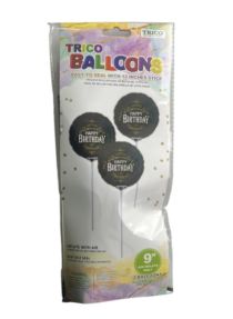 2.99 HAPPY BIRTHDAY 9 INCH AIR INFLATE ONLY 3 COUNT BALLOONS