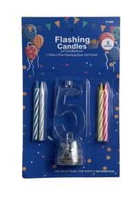 1.99 #5 FLASHING CANDLES 5 PCS